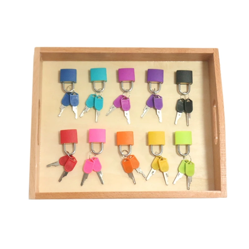 

Kids Puzzle Toys Wooden Tray Locks Keys Set Educational Sensory Toys Preschool Learning Materials Unlock Learning
