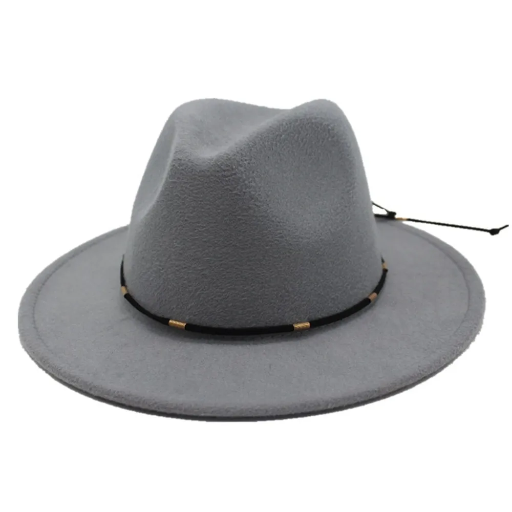 Light Gray Аутентичная Высококачественная Мужская и Женская шерстяная шляпа Fedora для путешествий на открытом воздухе повседневная дикая шляпа ретро мягкая фетровая шляпа размер 56-58 см - Цвет: Light Gray