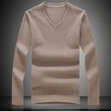 Мужской свитер на осень и зиму, теплый мужской трикотажный кашемировый свитер, однотонный Повседневный хлопковый пуловер с v-образным вырезом для мужчин 1989