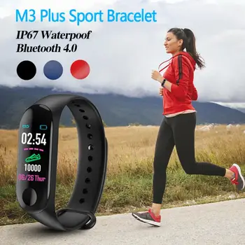 

M3 Plus Smart Bluetooth Sports Bracelet Smart Band Watch Bracelet Wristband Healthy Tracker Blood Pressure HeartRate