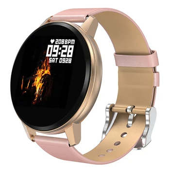 

Smart Watch S01 Smart Watch Waterproof with Heart Rate for Man Smart Blood Oxygen Bracelet-Gold Leather Strap