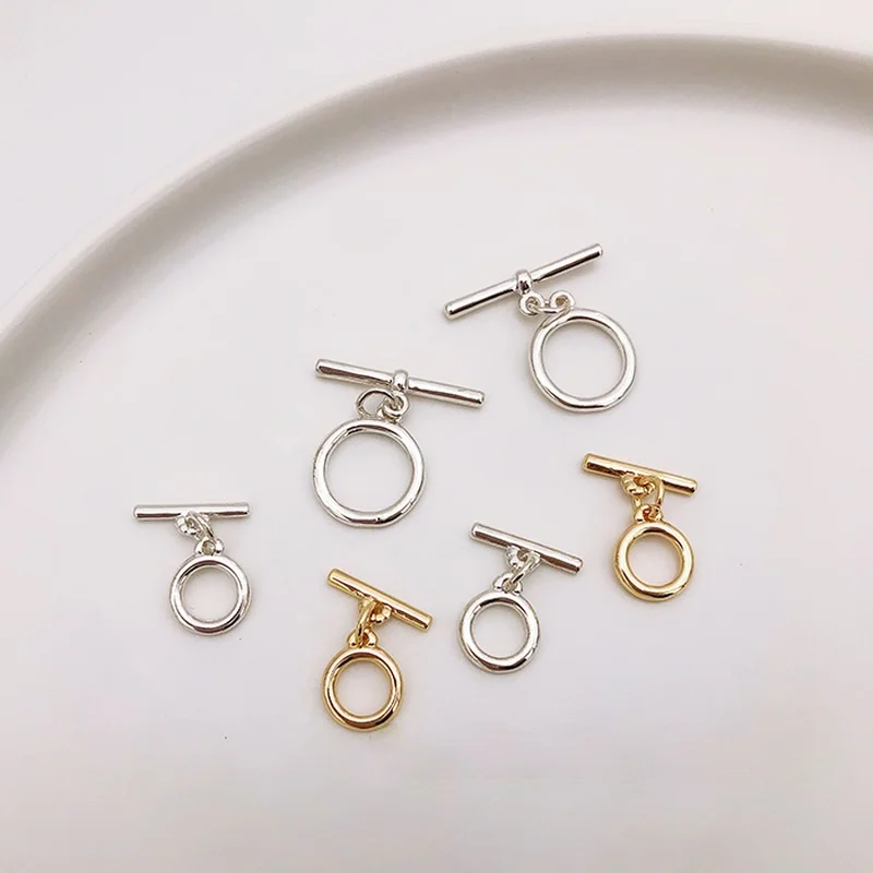 

Copper plated S925 silver small OT buckle punk style bracelet end buckle diy chain connection material gold-covered