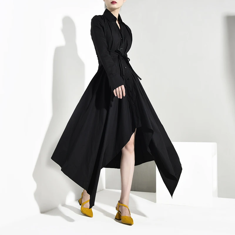 New Fashion Style Black Bandage Asymmetrical Shirt Dress Fashion Nova Clothing