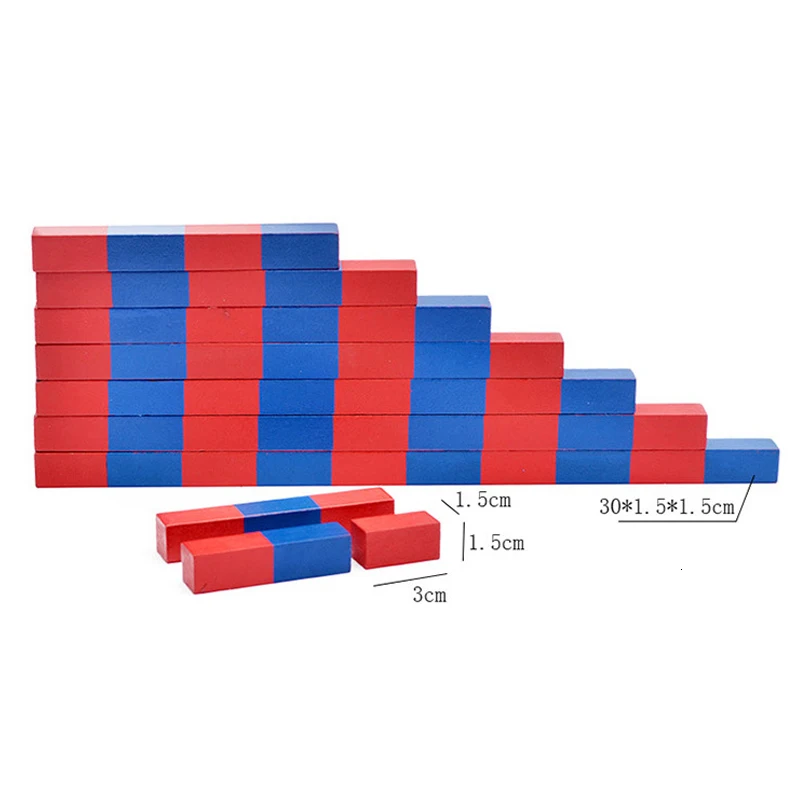 Монтессори Деревянные игрушки красный синий номер бар семья школа учебные средства сложение вычитание Детские Обучающие Математические Игрушки