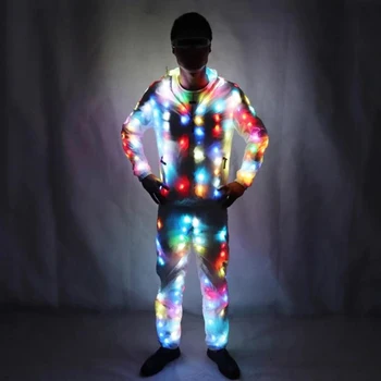LED Luminous Suit Holloween Led Clothes Jacket Pant Creative Dance Light Costume Luminous Clothes Waterproof