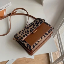 

Classical Leopard Flap Crossbody Messenger Bags for Women 2021 Simple Designer PU Leather Travel Handbag Ladies Shoulder Purses