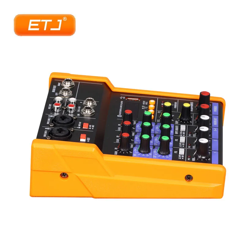 Мини аудиомикшер 4 канальный Bluetooth 48 В фантомный блок питания для DJ Караоке