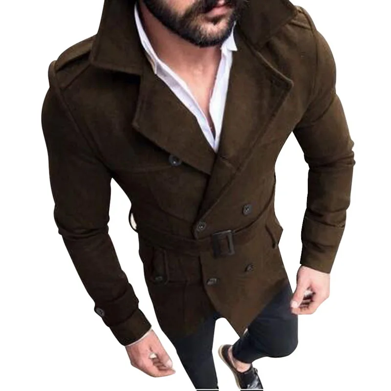 CYSINCOS Тренч для мужчин классический двубортный сплошной Регулируемая Талия Длинные куртки пальто уличная ветрозащитная куртка hombr