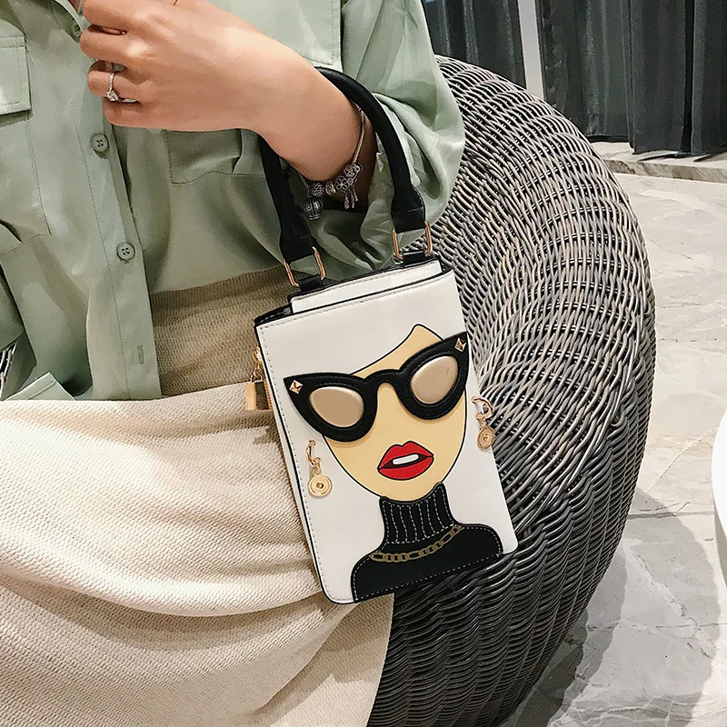 

JIULIN 2019 new sexy red lip beauty handbag fashion personality cartoon small square bag shoulder bag