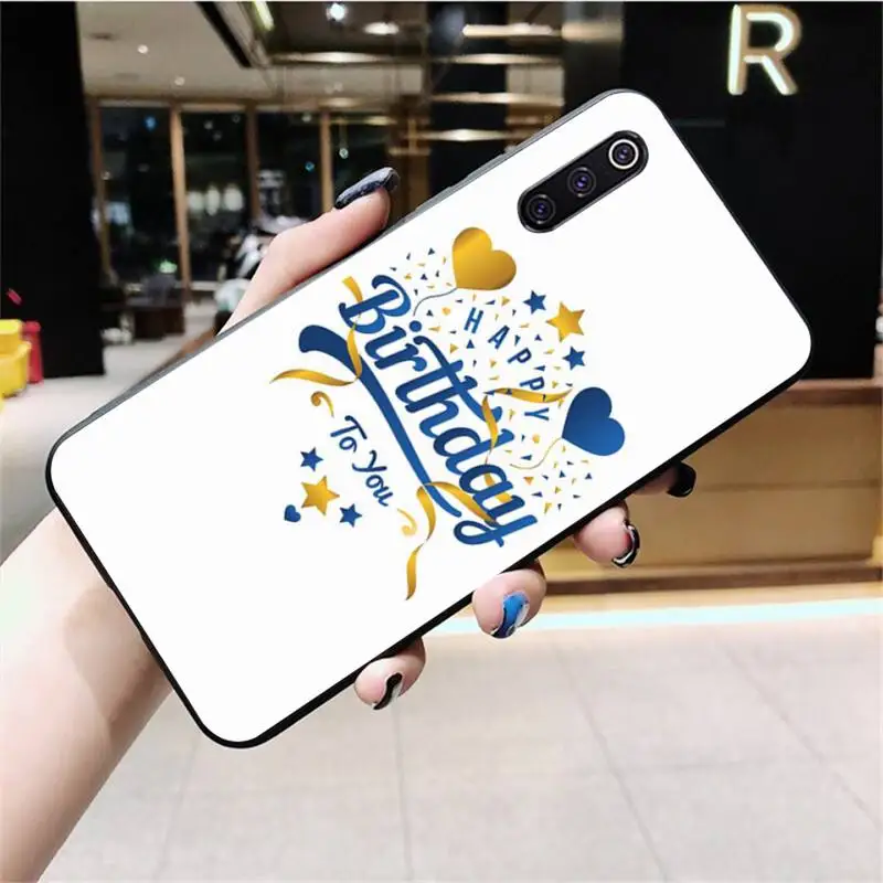 Stylish happy birthday present Cover Black Soft Shell Phone Case for Xiaomi Mi10 10Pro 10 lite Mi9 9SE 8SE Pocophone F1 Mi8 Lite xiaomi leather case charging