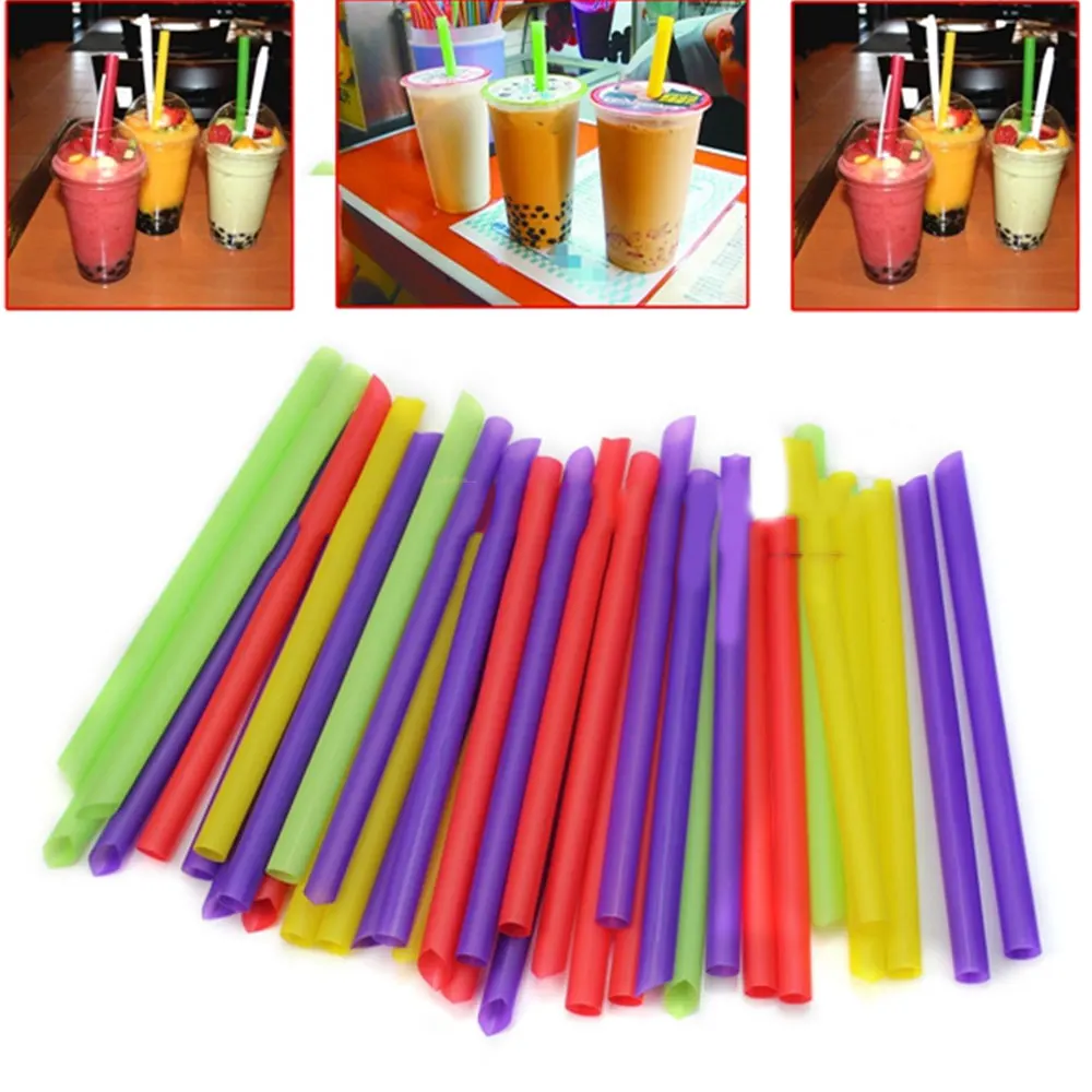 

50pc500s/set Disposable Straws Colorful Wide Drinking Straw Plastic Milk Tea Large Straw Birthday Party Bar Wedding Decoration