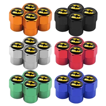

4Pcs Aluminum Wheel Tire Valves Tyre Air Caps case Metal Bat Auto Logo Car Styling Metal Batman Badge Emblem Car Accessories
