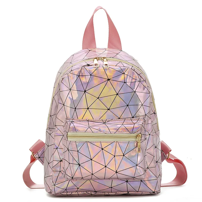 Женская сумка, женский Голографический лазерный рюкзак, женские школьные сумки, модные для девочек, маленькие дорожные рюкзаки - Цвет: Розовый