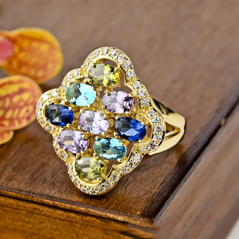 

Dazz New S925 Silver Diamond Colorful Fine Zircon Wide Ring Jewelry Wedding Party Women Dubai Bride Finger Accessories Gift 2019