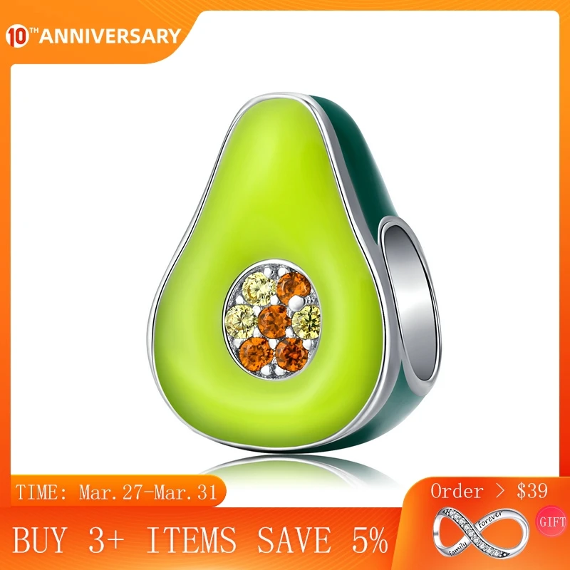 

CodeMonkey 925 Sterling Silver Jewelry Green Enamel Avocado Fruit Charm for Original Silver Bracelet Women Jewelry Making C129