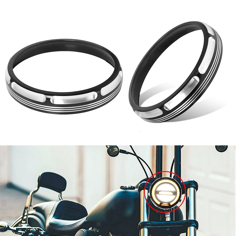 Motorcycle 7" Burst Headlamp Headlight Trim Ring For Harley Touring