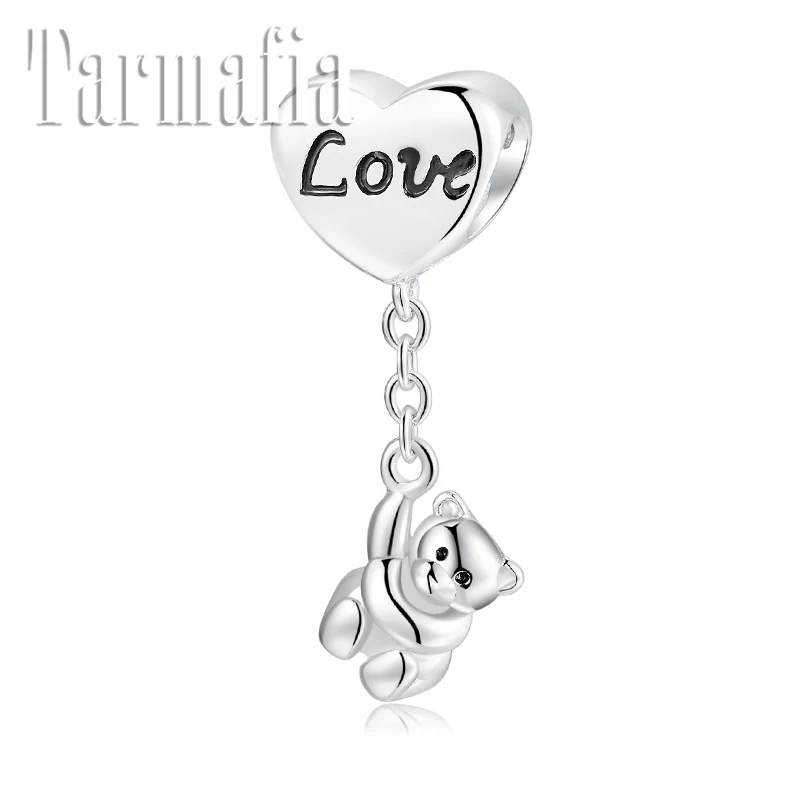 Новый DIY кулон в форме сердца из стерлингового серебра 925 пробы с надписью Love Beads