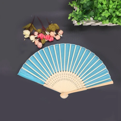 Синий 100 шт Персонализированные Роскошные шелковые складные веер в элегантной лазерной подарочной коробке+ вечерние сувениры свадебные подарки под заказ Печать - Цвет: Синий