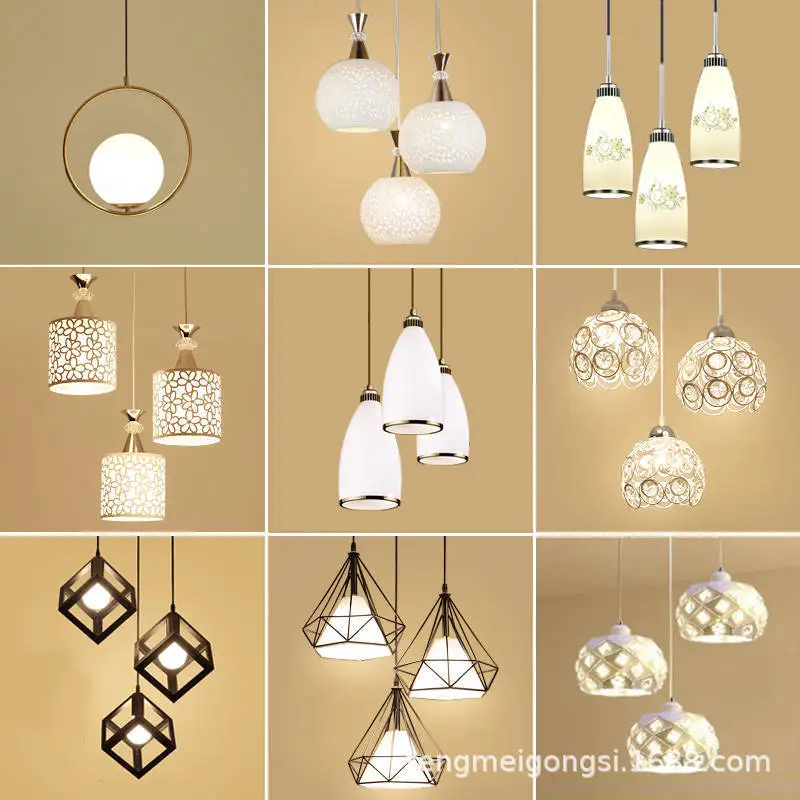 

Restaurant Chandelier Three Head Restaurant Lamps Lighting Simple Creative Modern European Style can zhuo deng Glorious Dining R
