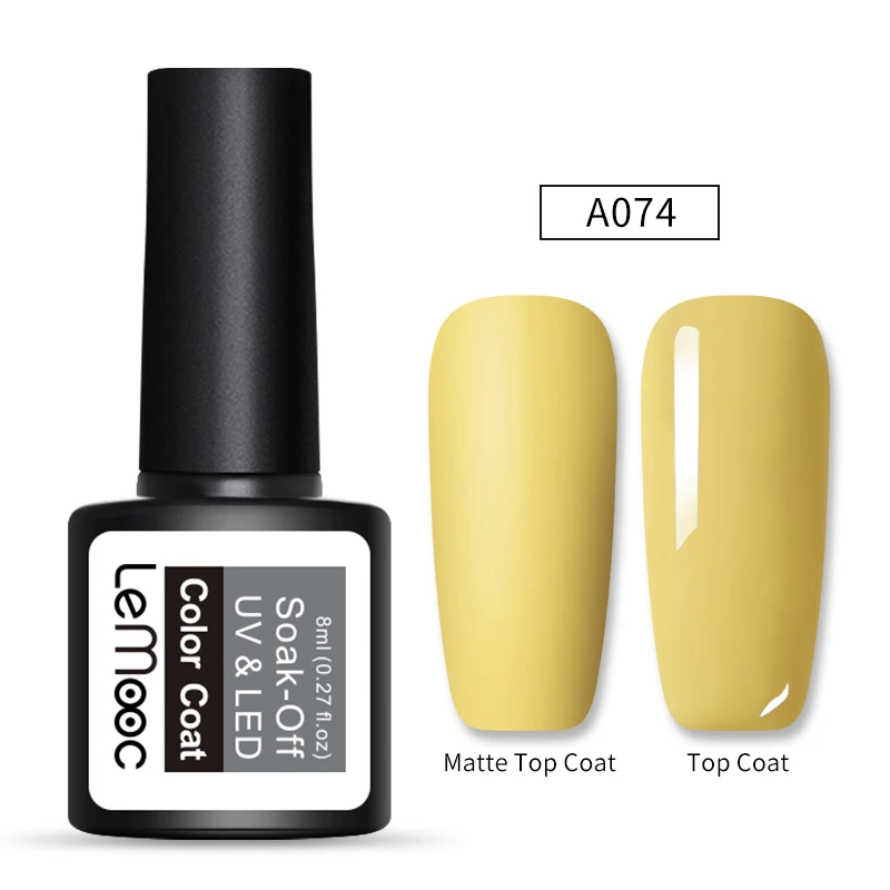 A074 LEMOOC 8 мл Матовый верхний слой Цвет УФ-гель для ногтей серой серии Полупостоянный замачиваемый УФ-гель лак DIY дизайн ногтей гель краска - Цвет: A074