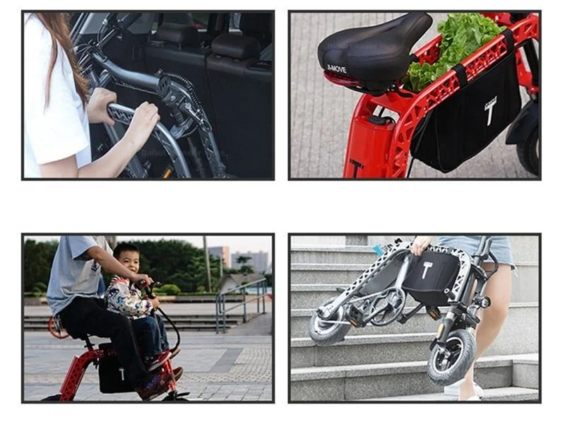 Electric Bikes Adults Two Wheels Electric Bicycles 36V 250W 20KMH 10.4AH Parent Child Portable Electric Scooter With Two Seat  (40)