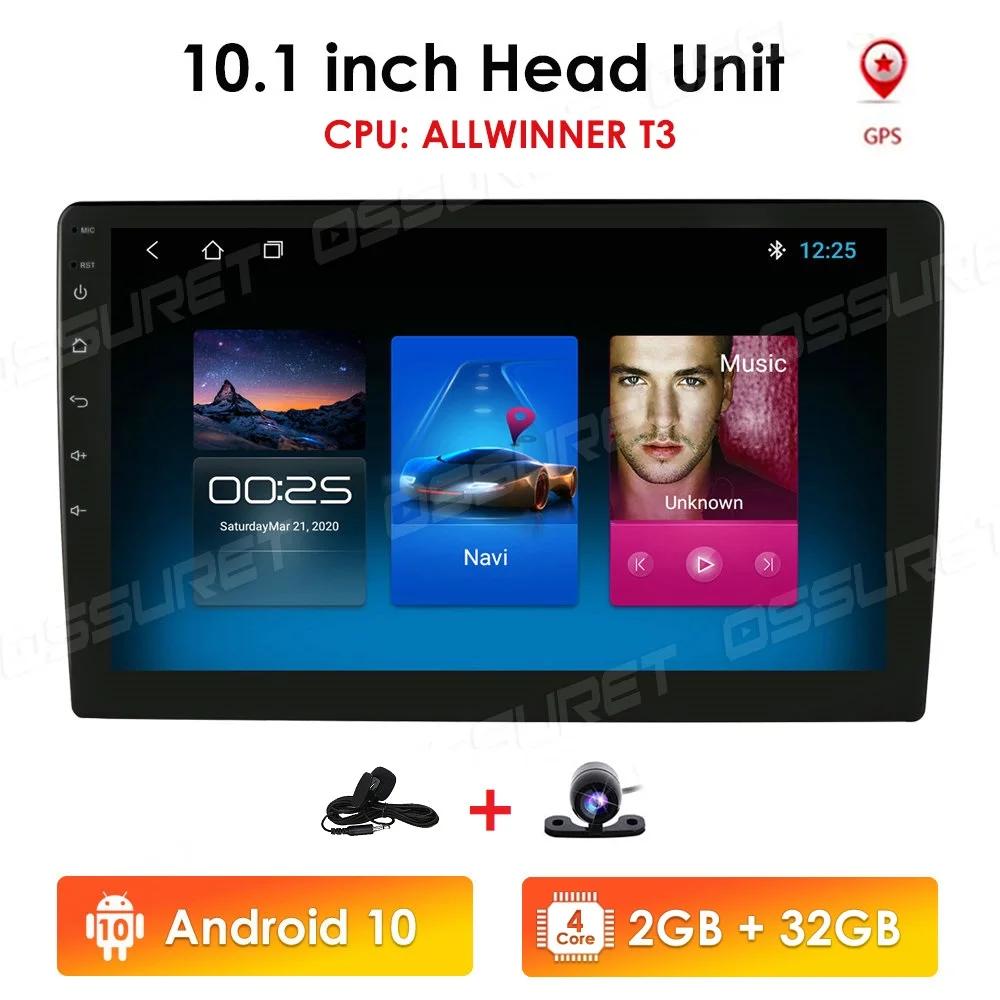 Double 2Din 10.1inch Android 10 Universal Car Radio In Dash Stereo GPS Navigation WIFI 4G OBDII DAB Quad Core Bluetooth 2GB RAM