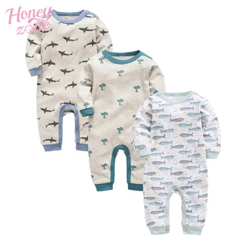 Honeyzone/Одежда для новорожденных, хлопок, 3, 6, 9, 12 месяцев, roupa de bebe, пижама с длинными рукавами для маленьких девочек, детские комбинезоны для мальчиков - Цвет: 636465