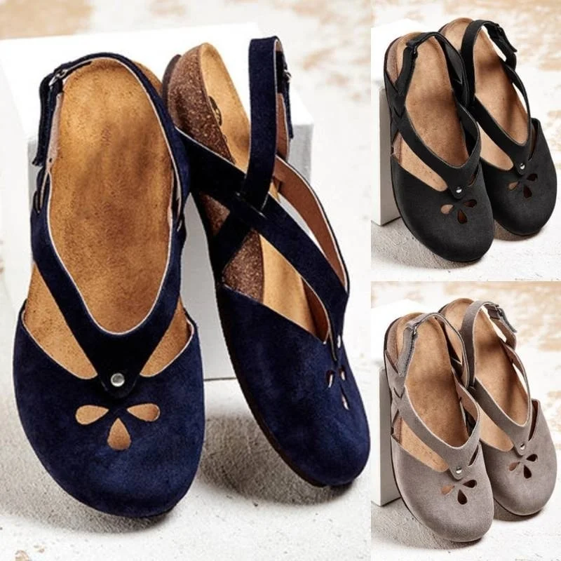 

Women Sandals Summer Ladies Girls Comfortable Ankle Hollow Round Toe Sandals Female Soft Beach Sole Shoes Plus Size High Heels