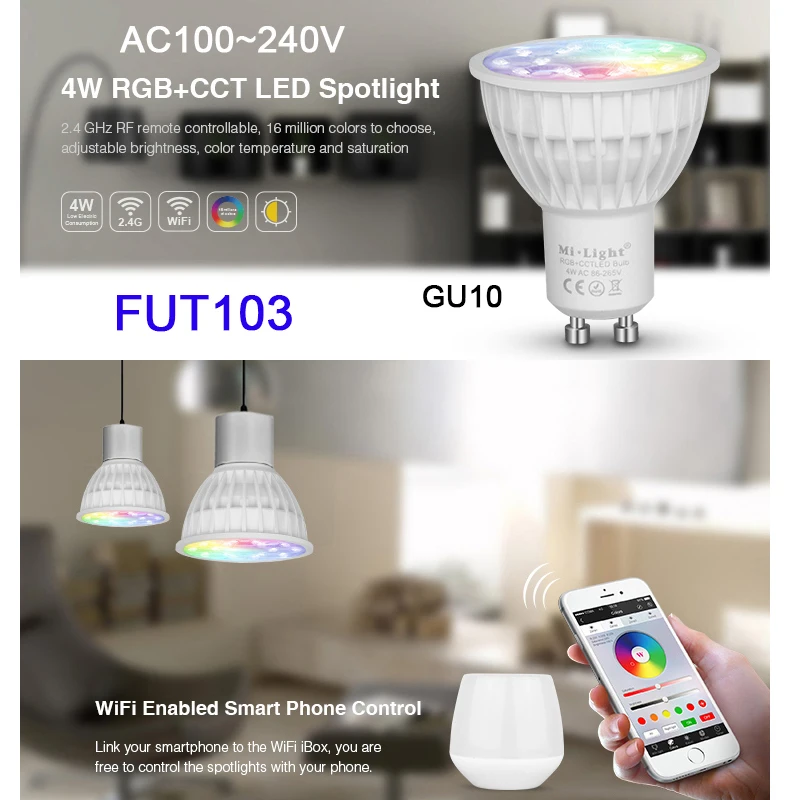 MiBOXER FUT103/FUT104/FUT013/FUT014/FUT015/FUT012/FUT105 4 Вт 5 6 8 9 12 E14 GU10 MR16 E27 RGB CCT Светодиодная лампа Blub