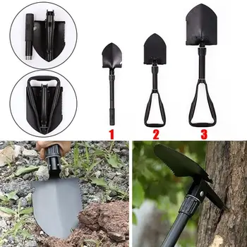 

Multifunctional Shovel Camping Shovel Outdoors Equipment Tree Planting Black 3 Size Folding Shovel Bottle Opener Compass Travel