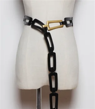 

HOT Pu Leather Multicolor Black Split Joint Long Wide Belt Personality Women New Fashion Tide All-match Spring 2020