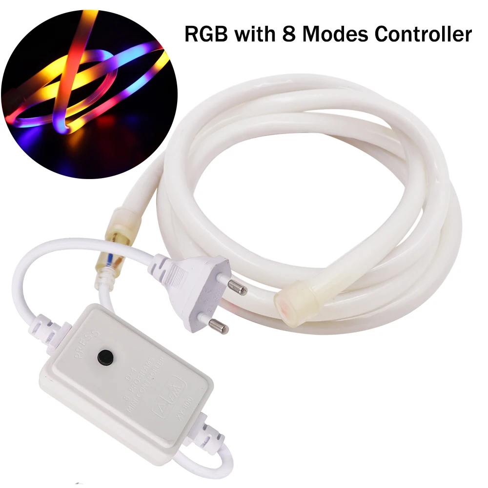 Круглый светодиодный светильник 220 В SMD 2835 RGB неоновый гибкая трубка 120 IP68