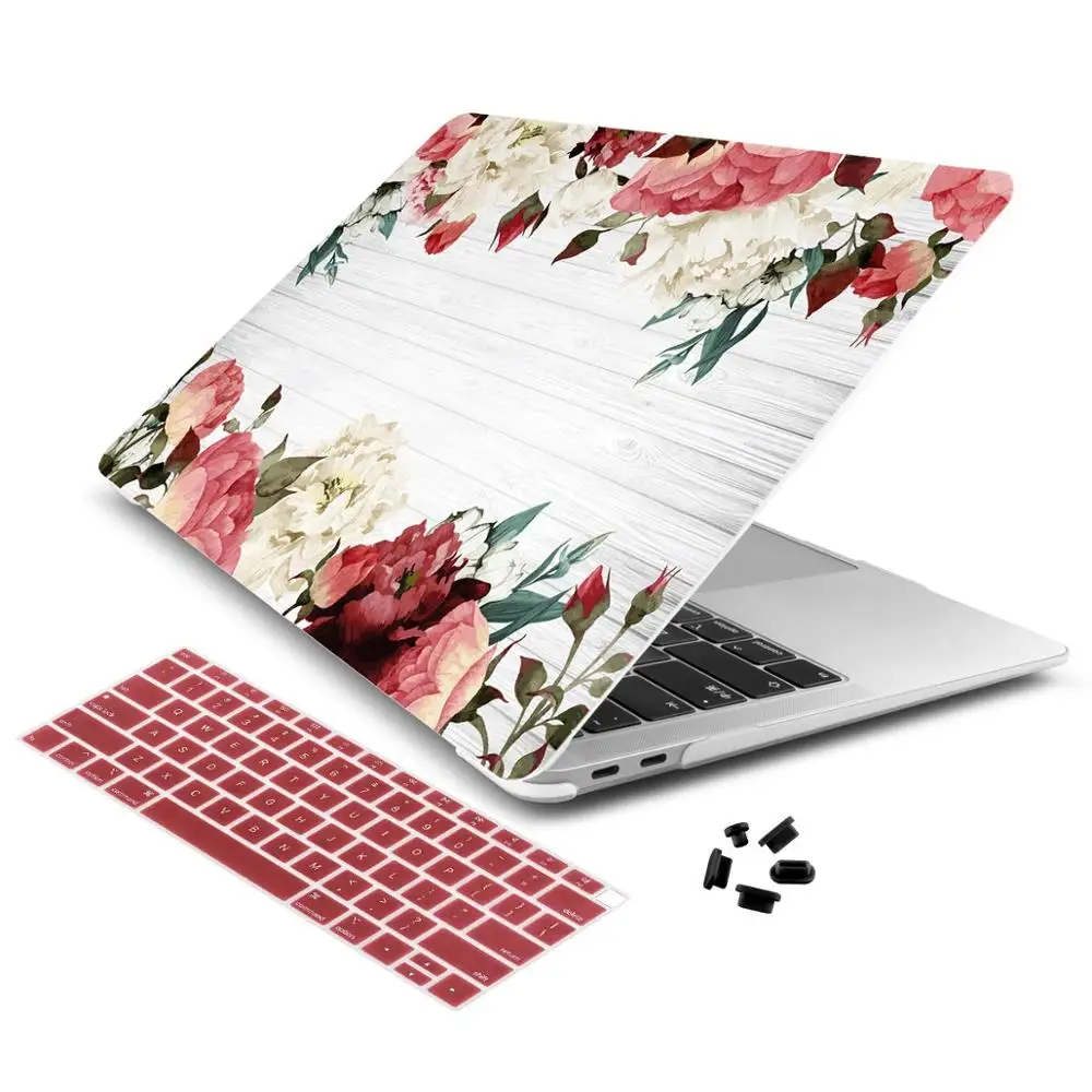 Пластиковый чехол с зелеными листьями и красивыми лепестками для Macbook Air 11 12 13 A1932 Pro 13 15 16 дюймов Touch Bar A2141 - Цвет: X130