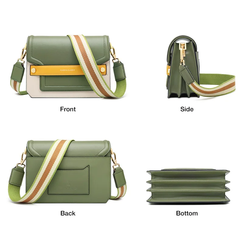 Goedkoop FOXER Avocado Groen Nieuwe Mode Schoudertas Vrouwelijke Hoge Kwaliteit Leer Vrouwen Messenger Bag Vroege Herfst CONTRAST KLEUR Ontwerp