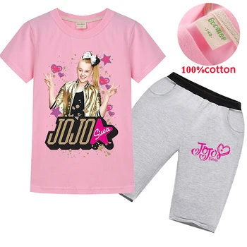 

Jojo Siwa 2020 Summer Girl T Shirts Short Pant Sets Baby Girls Suits Short Sleeve T-shirt Shorts Suit Student Children's Clothes
