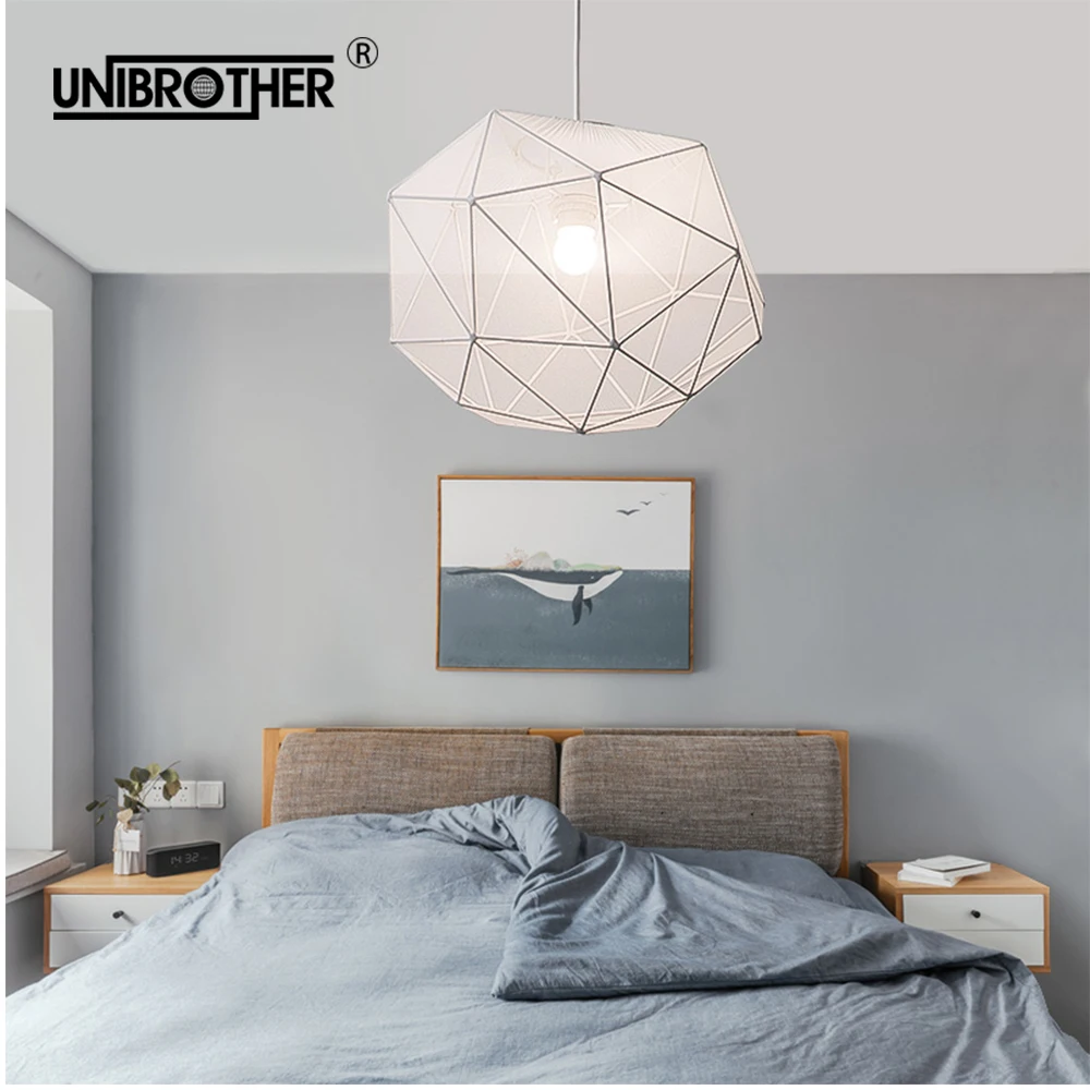 

Cloth geometry pendant Lights hanging lamps minimalist Personality Restaurant Bar Terrace Cafe Decorative black and white