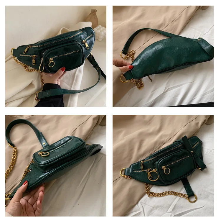Bag New Chain Pack For Women Solid Color Oval Fashion Zipper Wild Chest Bag Messenger Bag Waist Pack