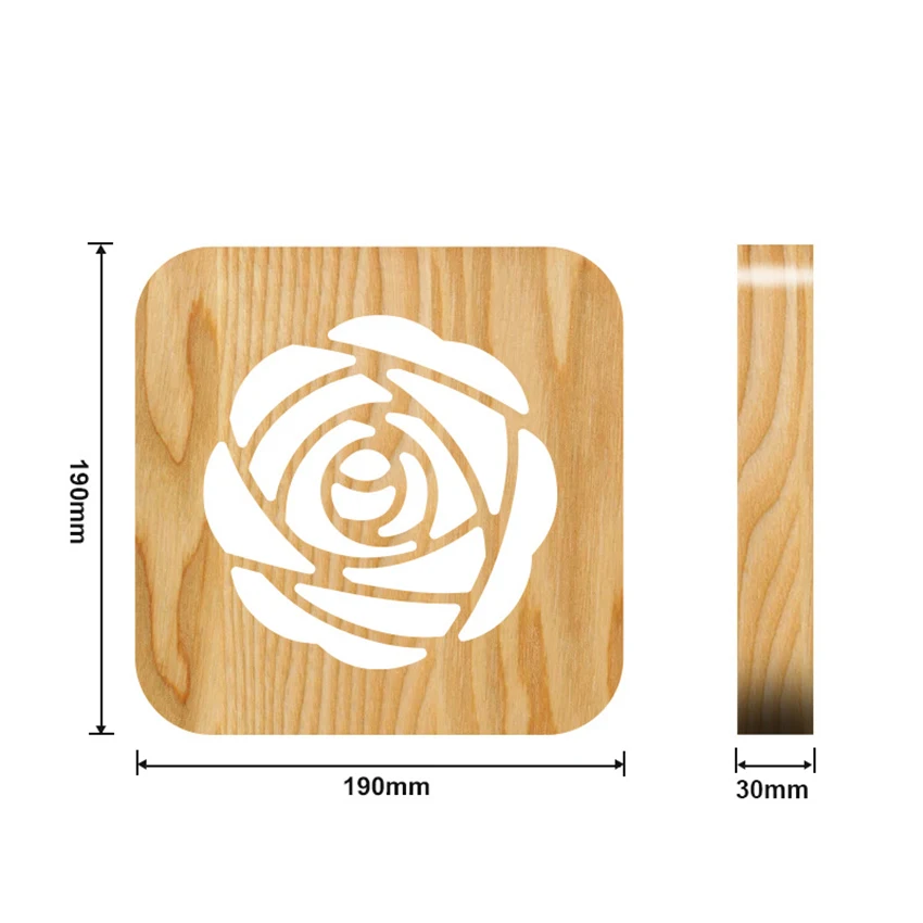 

LED Wood Desk Lamp, Rose Bedroom Bedside Night Light Warm White Creative Home Decorative Table lamp, USB Powered