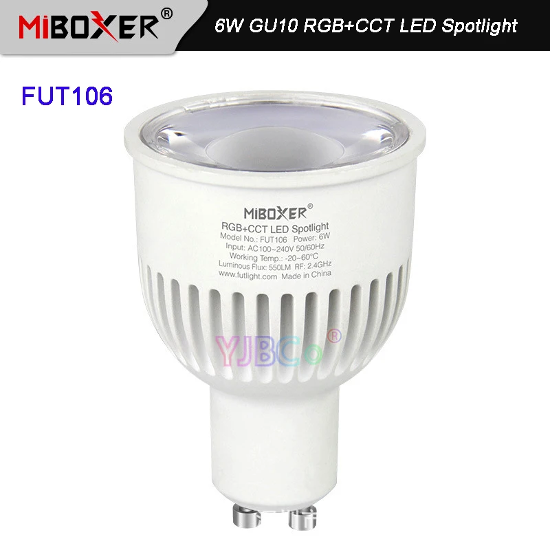 

Miboxer FUT106 GU10 6W RGB+CCT LED Spotlight Dimmable led Bulb lamp 110V 220V for Bedroom Restaurant Sitting Cook room lighting