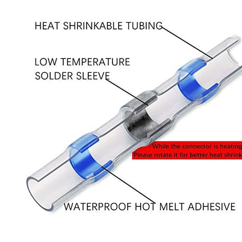 55 шт. припоя уплотнения провода разъем, припой уплотнение термоусадочные стыковые разъемы, водонепроницаемый Электрические сливочные клеммы провода сращивания для