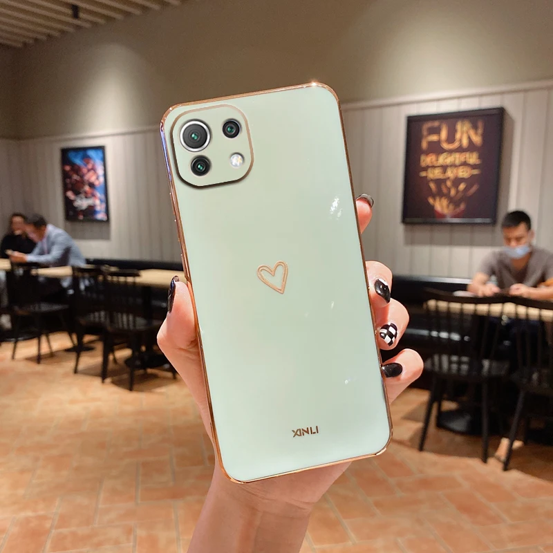 Stylish Square Plated Love Heart Silicone Phone Case