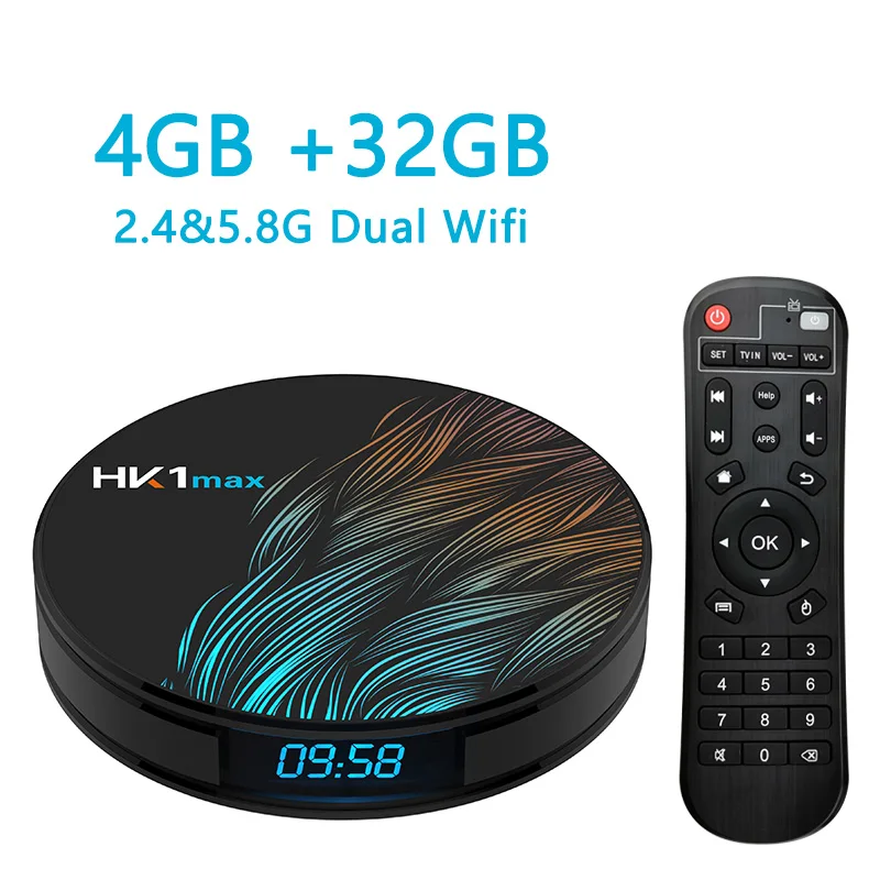 4G 32G HK1 Max Smart Android tv Box 4 ГБ 128 Гб 64 Гб 32 Гб Rockchip 4K Wifi Netflix телеприставка медиаплеер 2GB16GB Android 9,0 Box - Цвет: 4G 32G