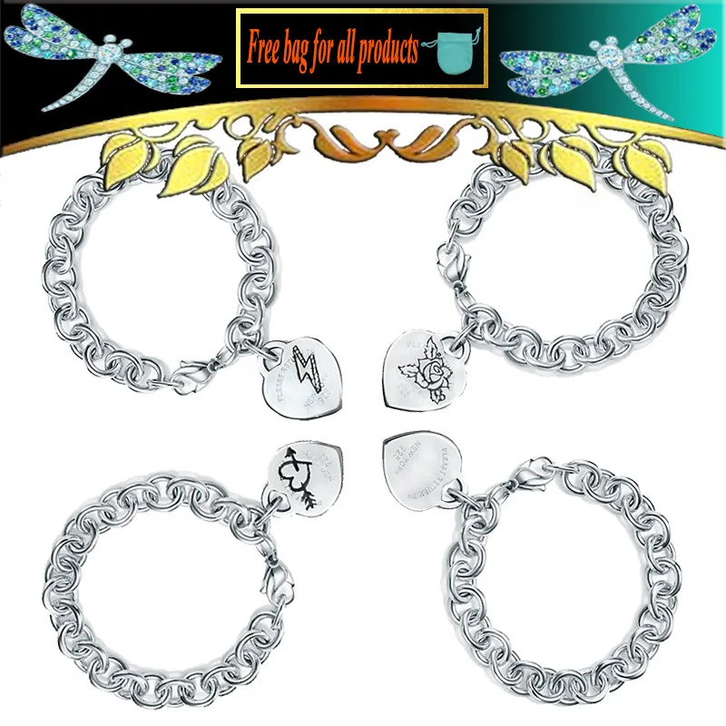 

Women Bracelet Heart-shaped mini pattern Pendant Thick circle buckle clavicle chain S925 Sterling silver Jewelry Valentine gift