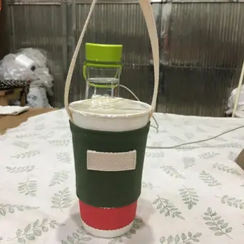 

Beverage Cup Tote Bag Mug Sleeve Wrap Colorful Canvas Easy-take Cup Set Beverage Cup Bag Durable Handmade Durable Canvas Cup Bag