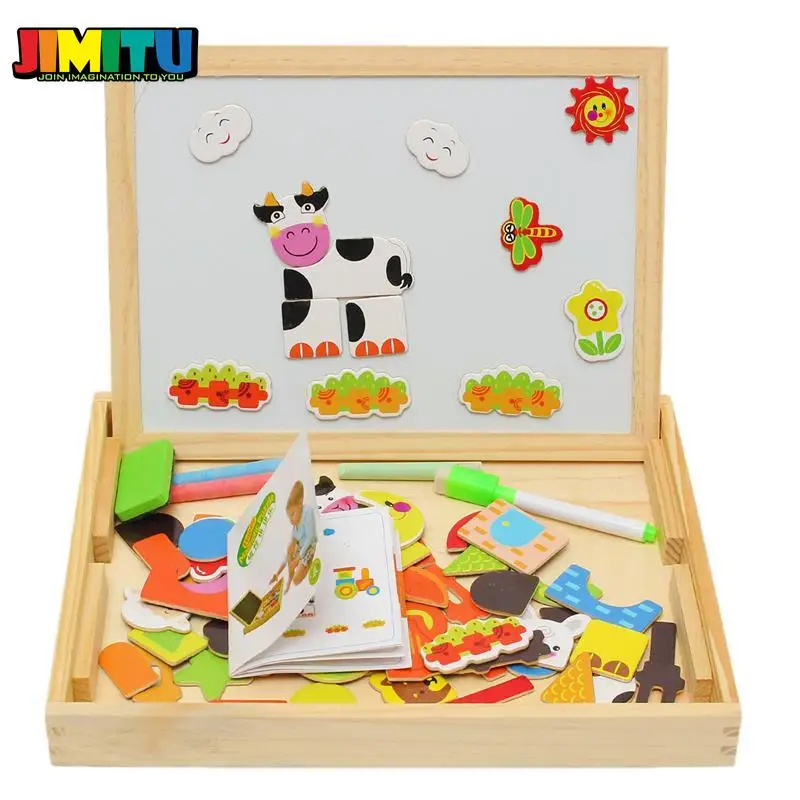 JIMITU игрушка для рисования, доска для письма, магнитная доска, головоломка, двойной мольберт, детская деревянная игрушка, подарок, детские развивающие игрушки