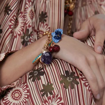 

Elegance NEW ZA Fashion Cherry Bracelets for Women 2020 Korean Metal Colorful Fruit Bangle Jewelry Wedding Party Gifts Wholesale