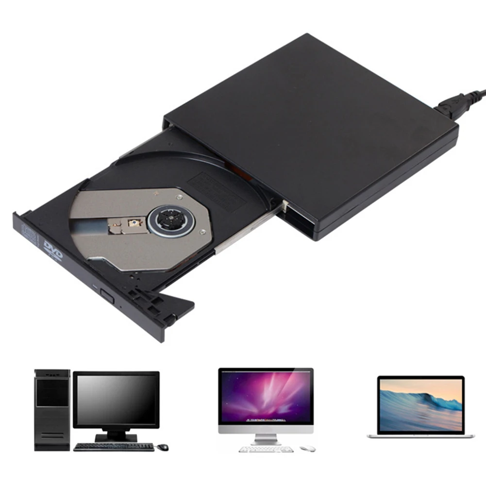 Универсальный внешний высокоскоростной USB DVD портативный оптический привод 24X устройство записи компакт-дисков горелка плеер для ПК ноутбука