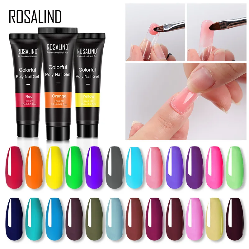 

New Solid Color Poly Nail Gel 15ML Paper-free Nail Extension Liquid UV Builder Gel Nail Art Gel