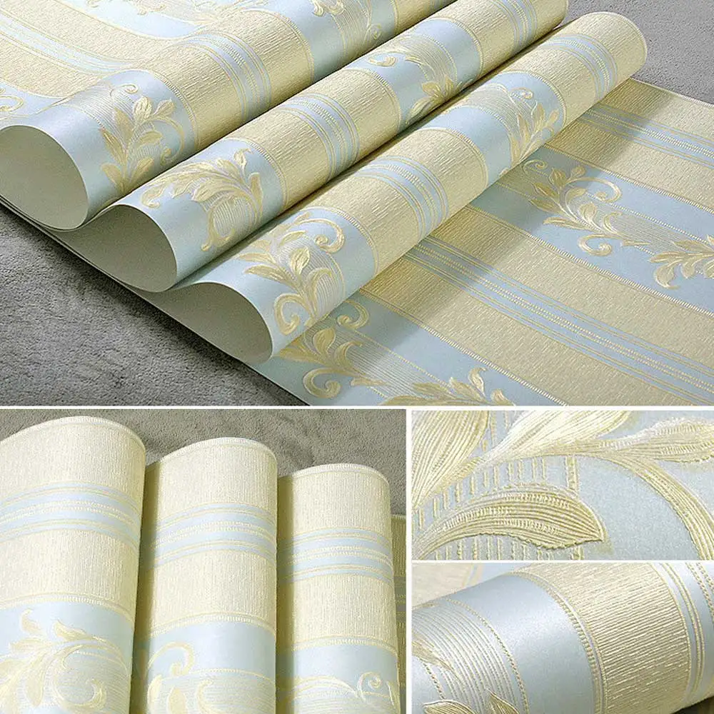 

European Damascus Bedroom Living Room 3D Embossed TV Non-woven Wallpaper New