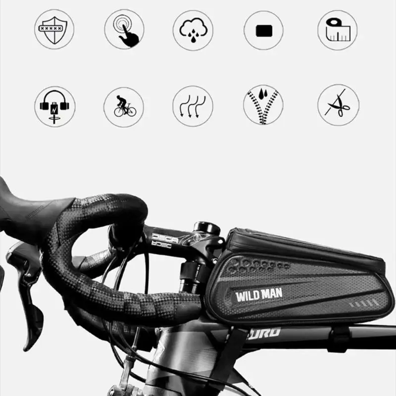 Водонепроницаемые сумки для велосипедов WILD MAN MTB, чехол для мобильного телефона TUP с сенсорным экраном, передняя Верхняя трубка, мешочек для сиденья, аксессуары для велоспорта